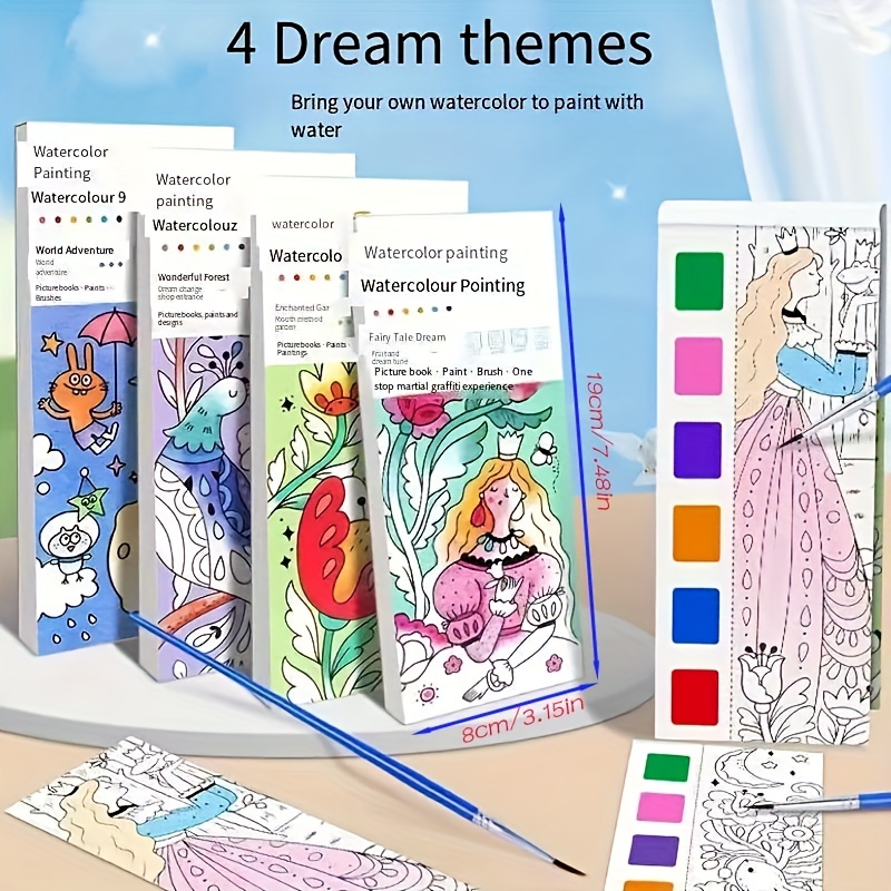 1pc Creative Watercolor Coloring Book Comes with Pigments for Kids
