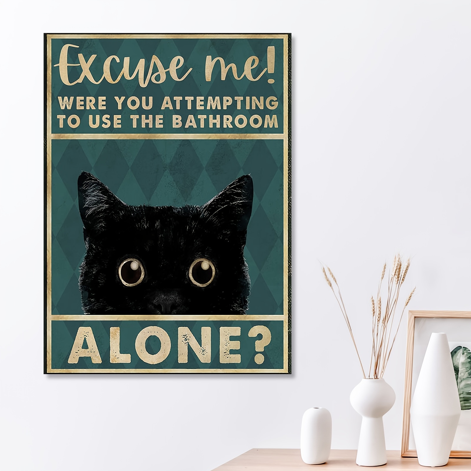 Excuse Funny Cat Canvas Poster Bathroom Decor Posters Funny - Temu Australia