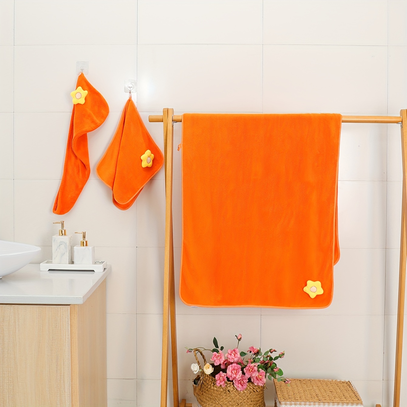 Flower Pattern Towel Set Soft Hand Towel Bath - Temu