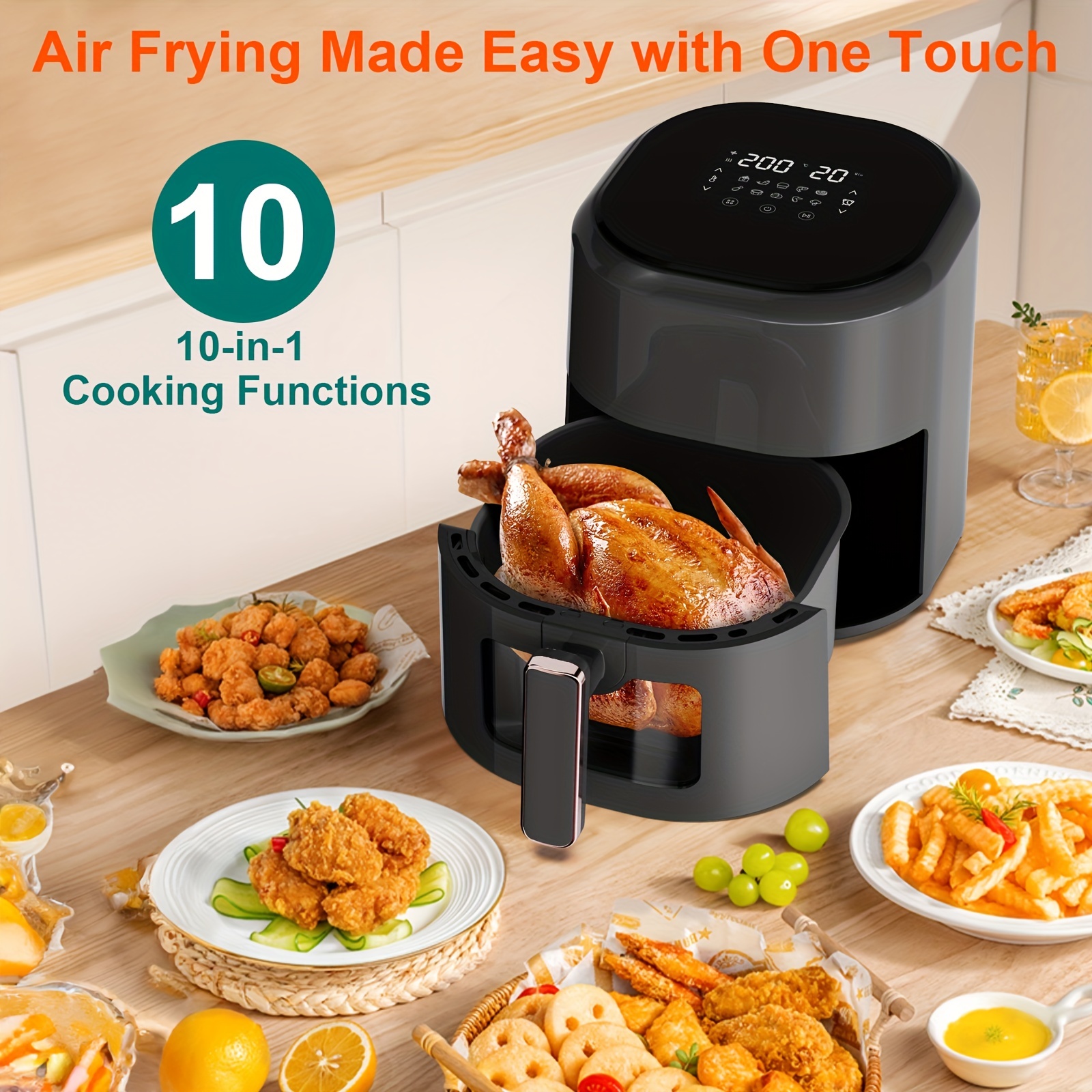 Air Fryer 5-Qt For Quick And Easy Meals, UP To 450°F, Quiet Operation, 85%  Oil-less, 10 Customizable Functions In 1, Compact, Dishwasher Safe, Gray