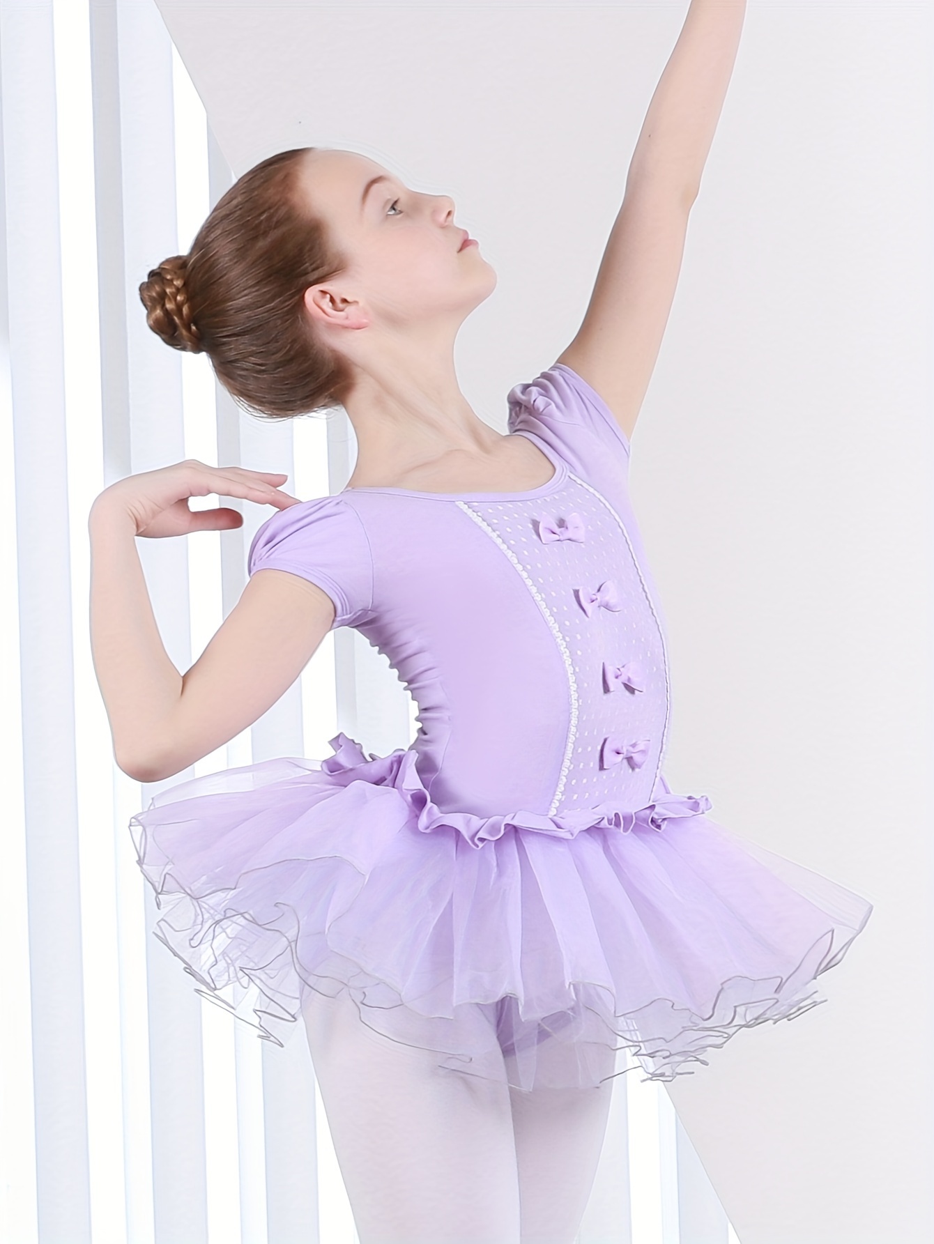 Ballet Children's Women's Clothing Summer Pleated Contrast Mesh Gymnastics  Tight Clothes Yoga Performance Dress Ballet Costume