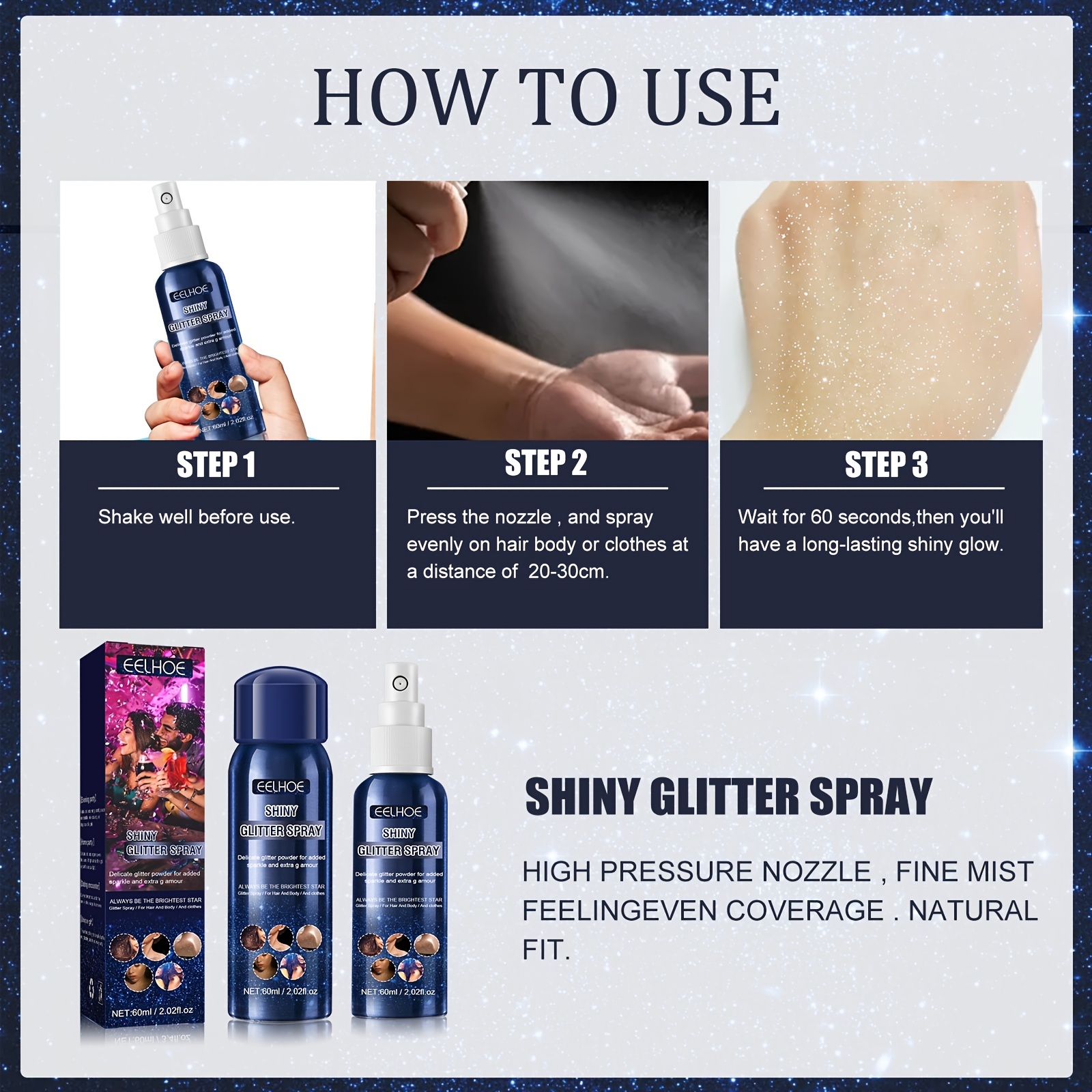 Highlighter Spray with Brightening Glitter - Perfect for Festivals,  Parties, and Nightclubs