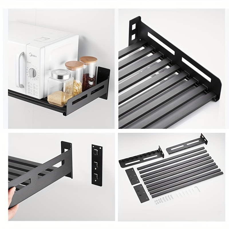 Punch-Free Wall-Mounted Black Gold Chrome Kitchenware Rack