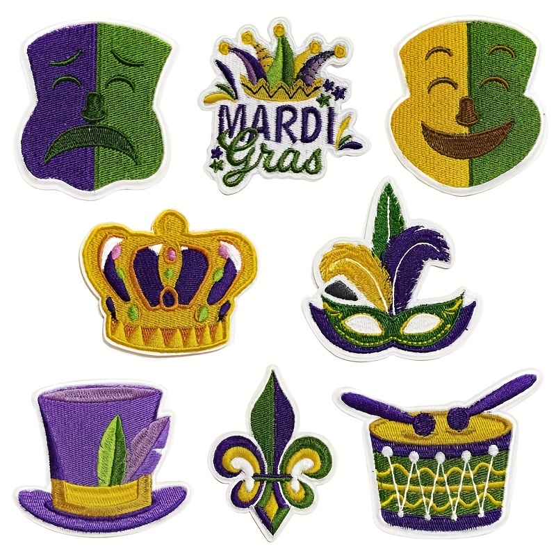  MARDI GRAS PATCH - Iron On Embroidered Applique/Holiday,  Celebration