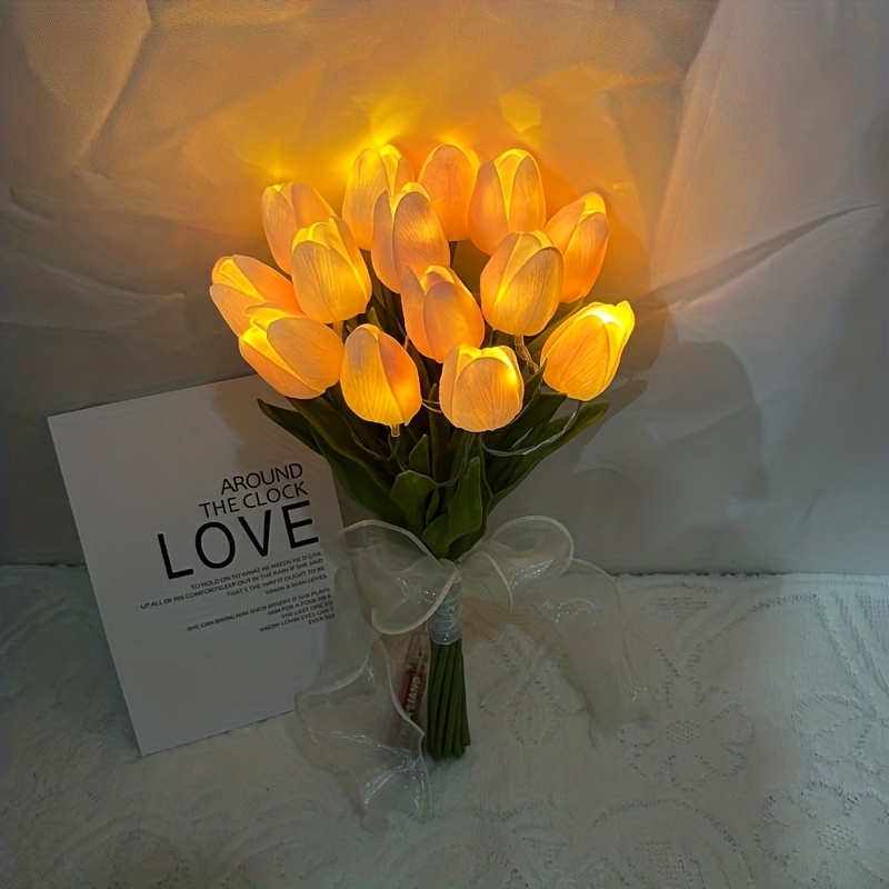 1 Tulipani Con Luci A Led Alimentati A Batteria, Raccolto Di Fiori Finti  Realistici Ideale Per La Decorazione Di Casa Di San Valentino E Della Festa  Della Mamma, Batterie Non Incluse