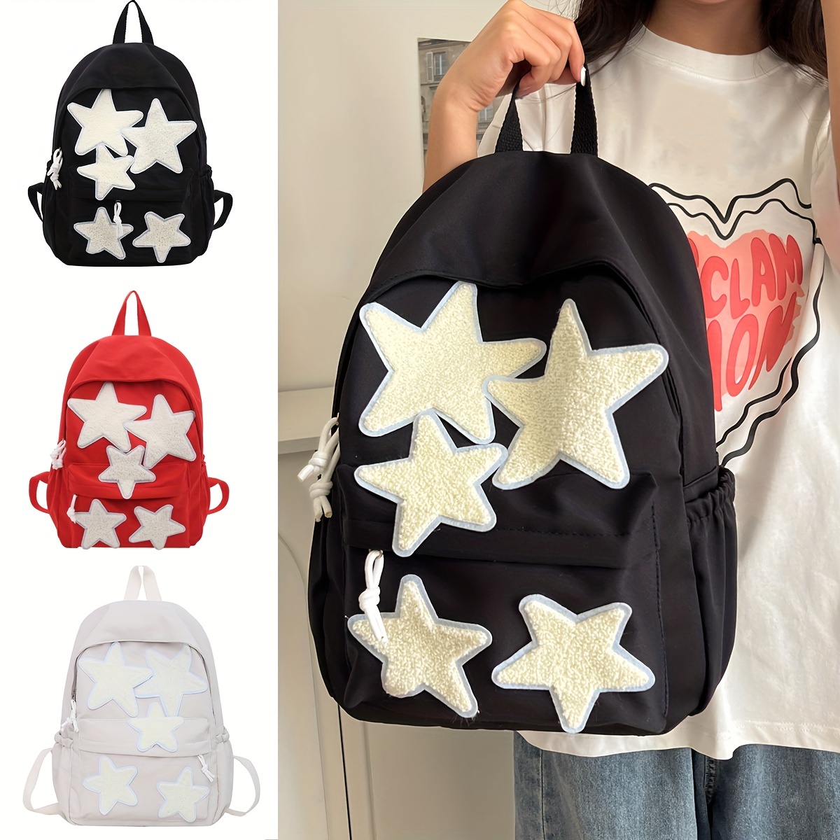 Cute Backpacks Waterproof Multi-pocket Oxford Cloth School Backpack For  Four Badges At Random - Temu Germany