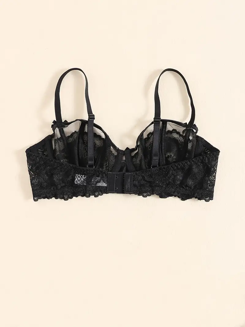 Sexy Floral Lace Unlined Bra Comfy Breathable Mesh Bra - Temu