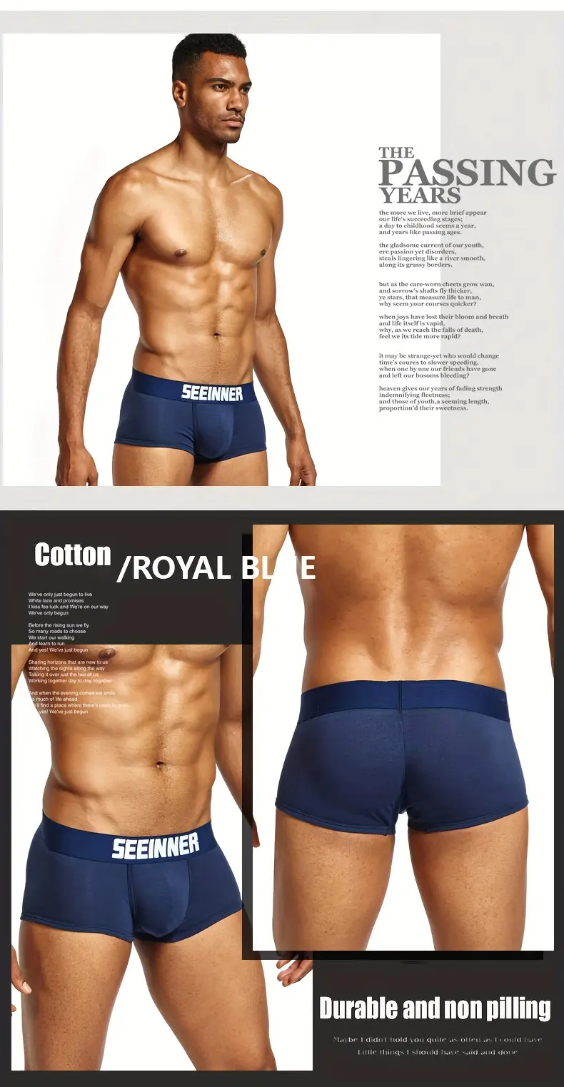 mens underwear cotton breathable comfy stretchy boxer trunks fashion boxer briefs shorts Product details 5