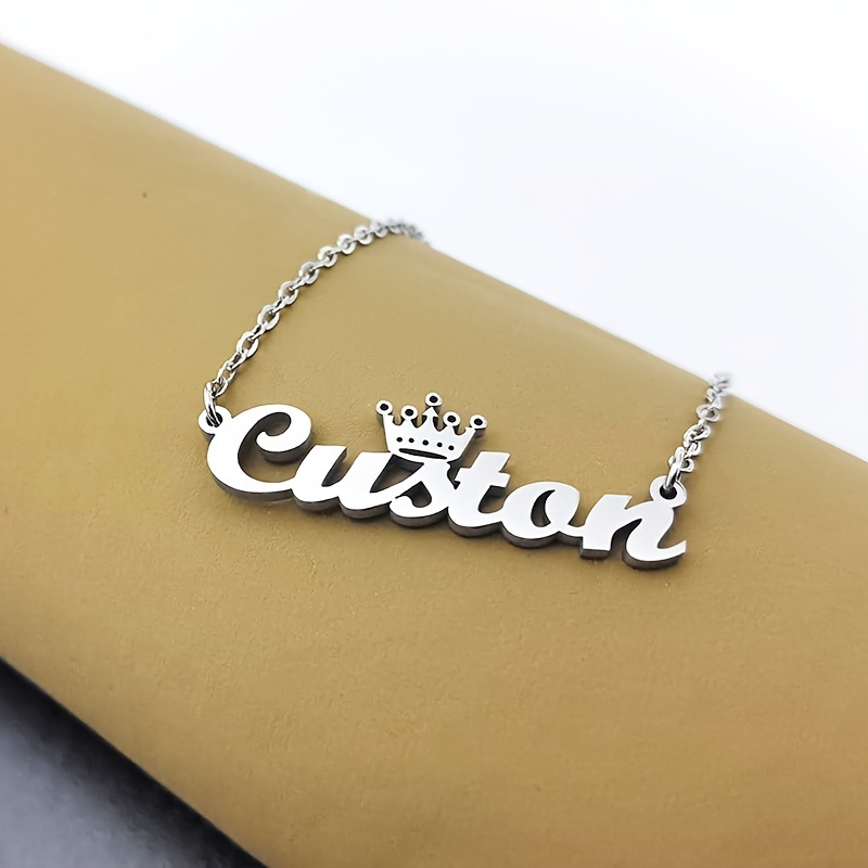 

Stainless Steel Personalized Crown Name Pendant Jewelry Customized Necklace For Birthday Gifts