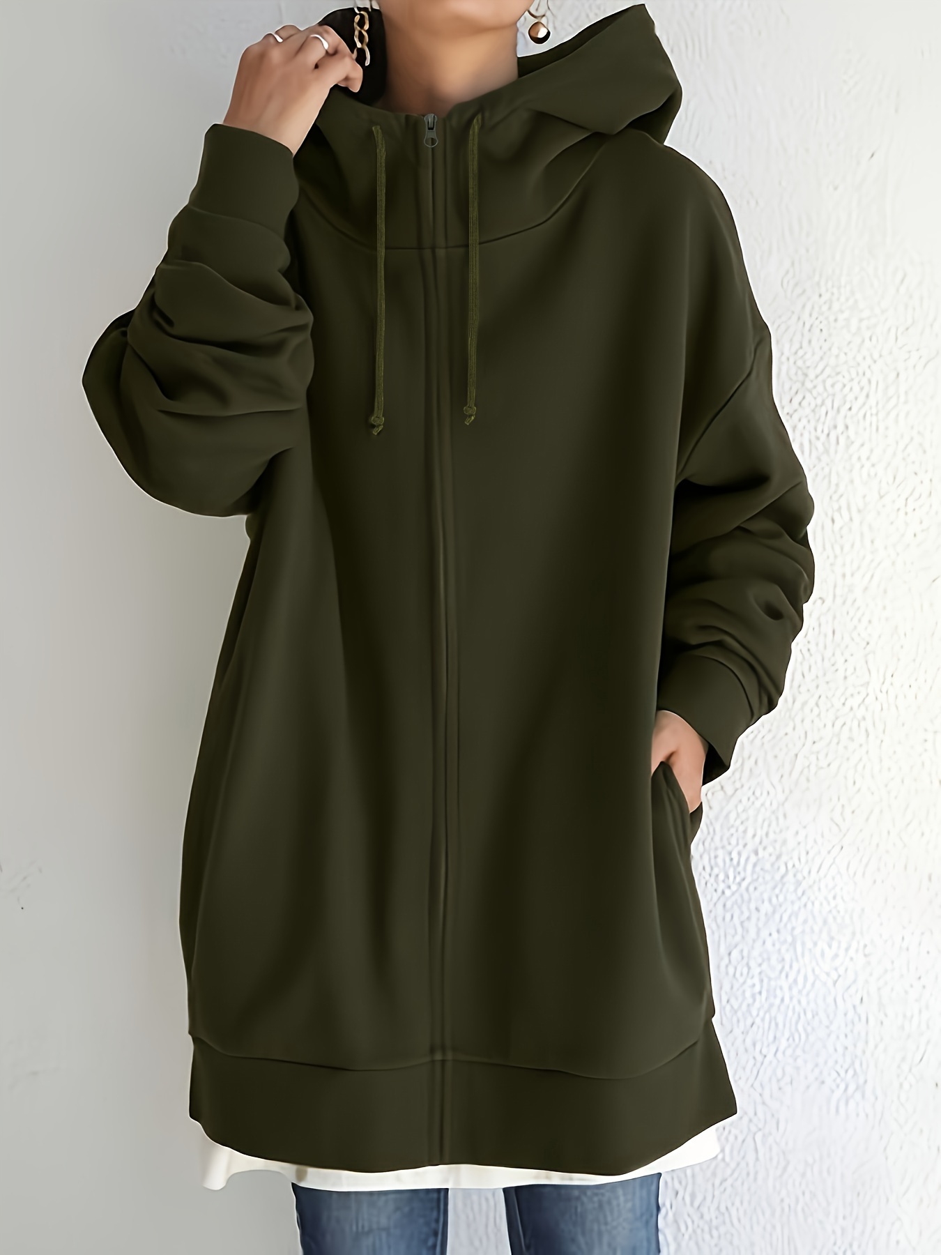 Ladies Fleece PLAIN ZIP HOODIE Plus Size Zipper Sweatshirt Jacket  Small-XXXXXXXL