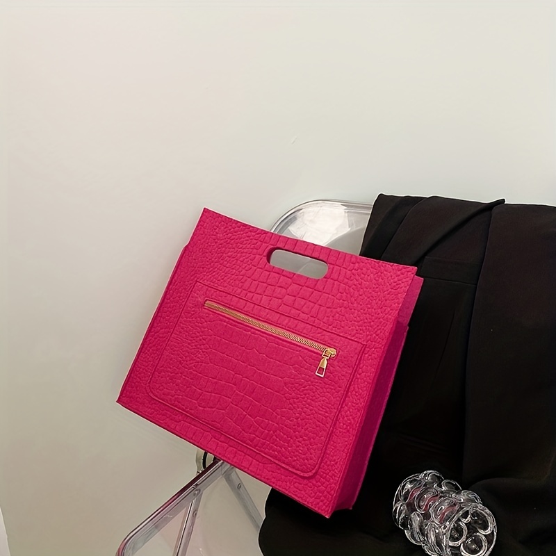 Crocodile Embossed Felt Handbag Women's Clutch Purse