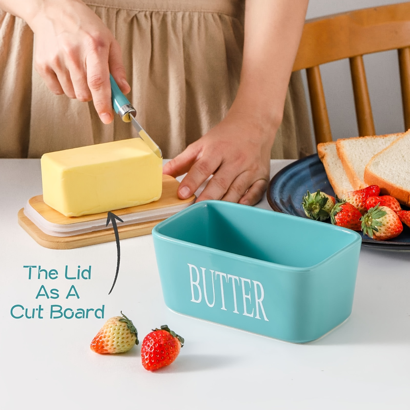 Kitchen  Butter Dish Lids Butter Keeper Container Butter Cutting