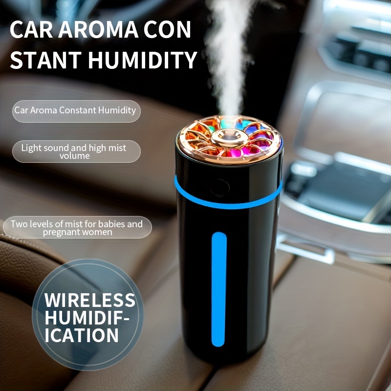 1 pc Mini-humidificateur de voiture, mini-humidificateur brumisateur H2o  portable avec lumière LED 300 ml, double diffuseur humide d'huiles  essentielles, humidificateur d'air USB pour voiture, essentiel de l'été,  petit appareil, appareil de bureau
