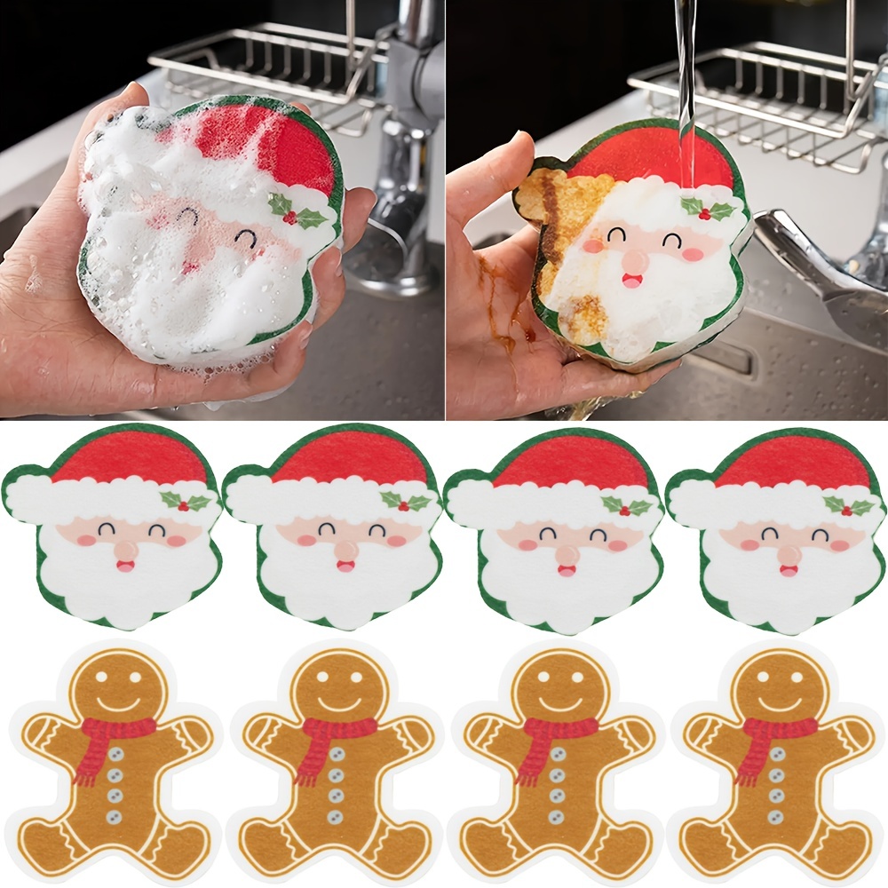 Kitchen Dishwashing Sponge Santa Claus Christmas Tree Magic Sponge