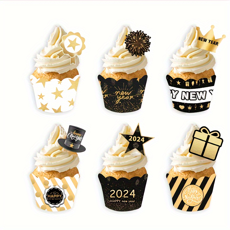 2024 Bonne année Gâteau de Noël Topper Acrylique Cake Side Decor Party  Supplies