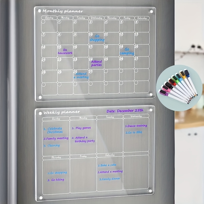 Calendrier Magnétique pour Frigo, Calendrier Effaçable À Sec, Ardoise Magnétique  Calendrier Tableau Blanc Effaçable pour Frigo Magnétique