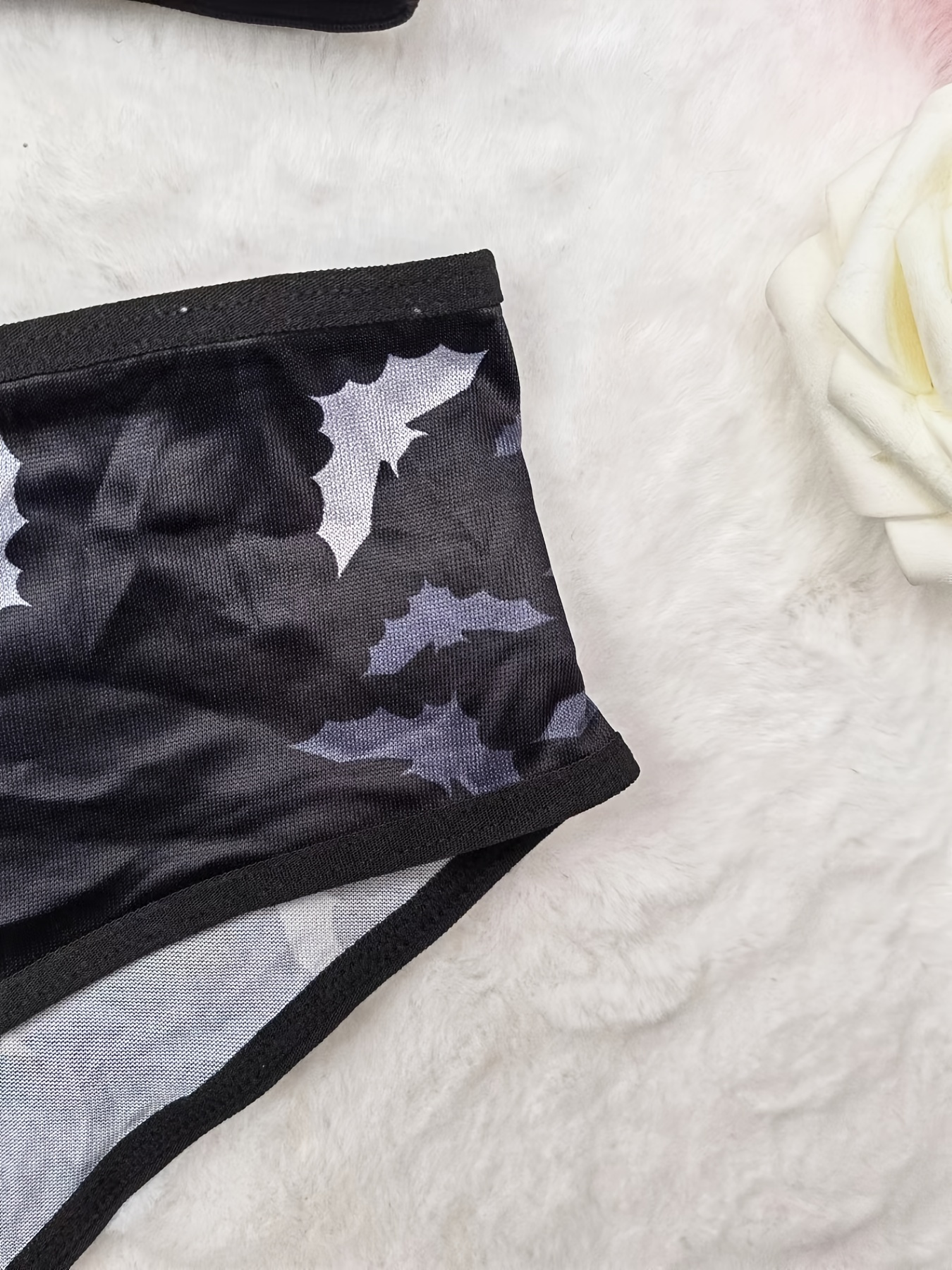Plus Size Satin Bat Print Cami Top Panties Sexy Lingerie Set - Temu Canada