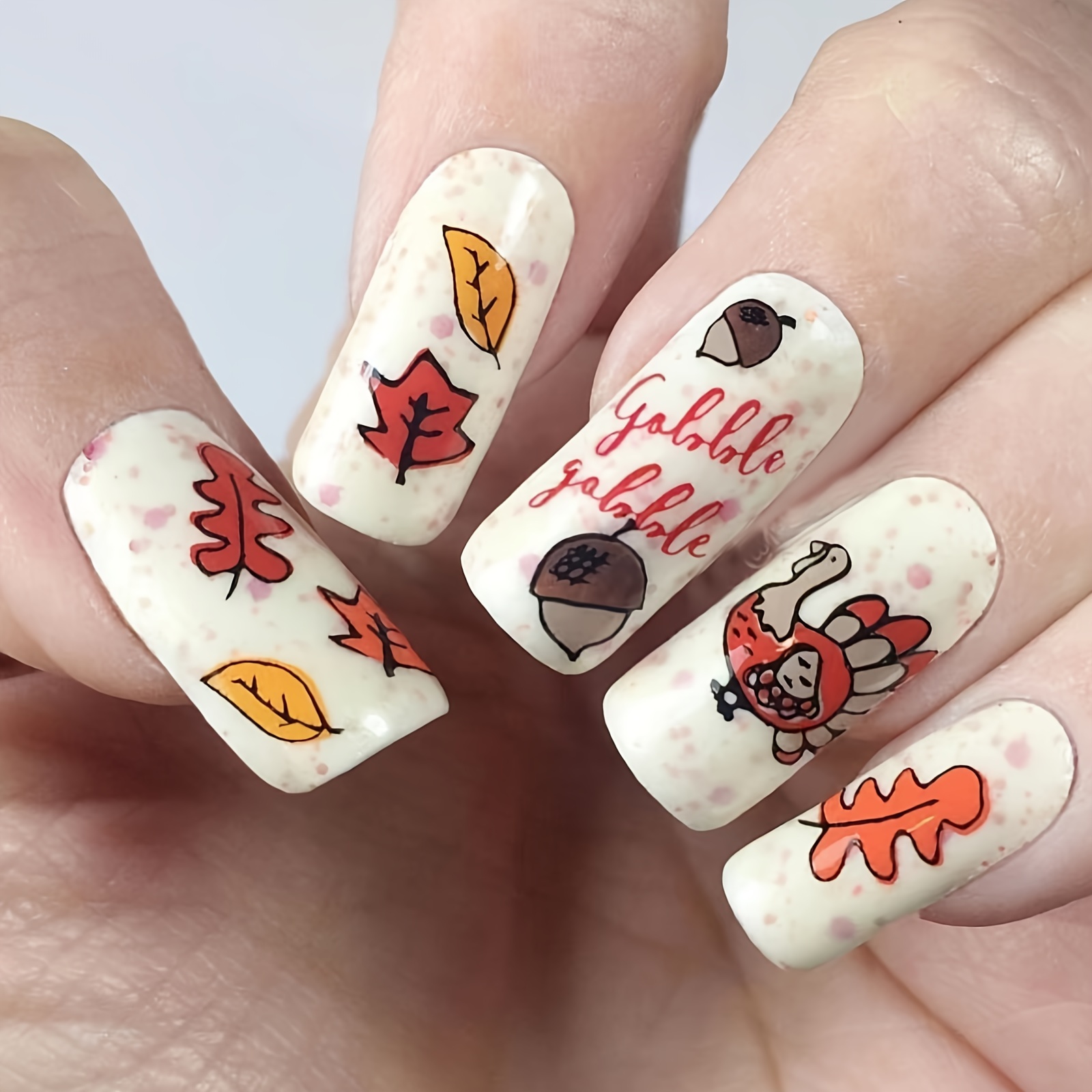 Dark Red Fall Press Nails Maple Leaf Flame Glitters Full - Temu