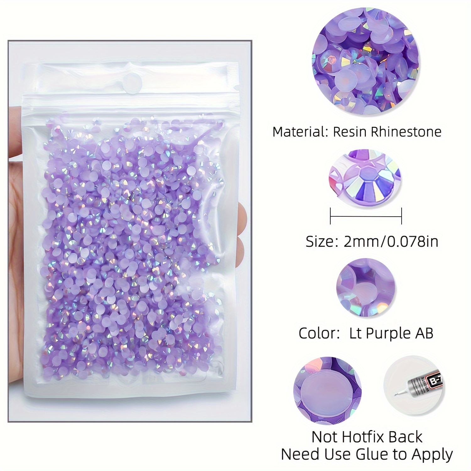 Transparent Purple Rhinestones Jellies 2mm - 6mm You pick Size