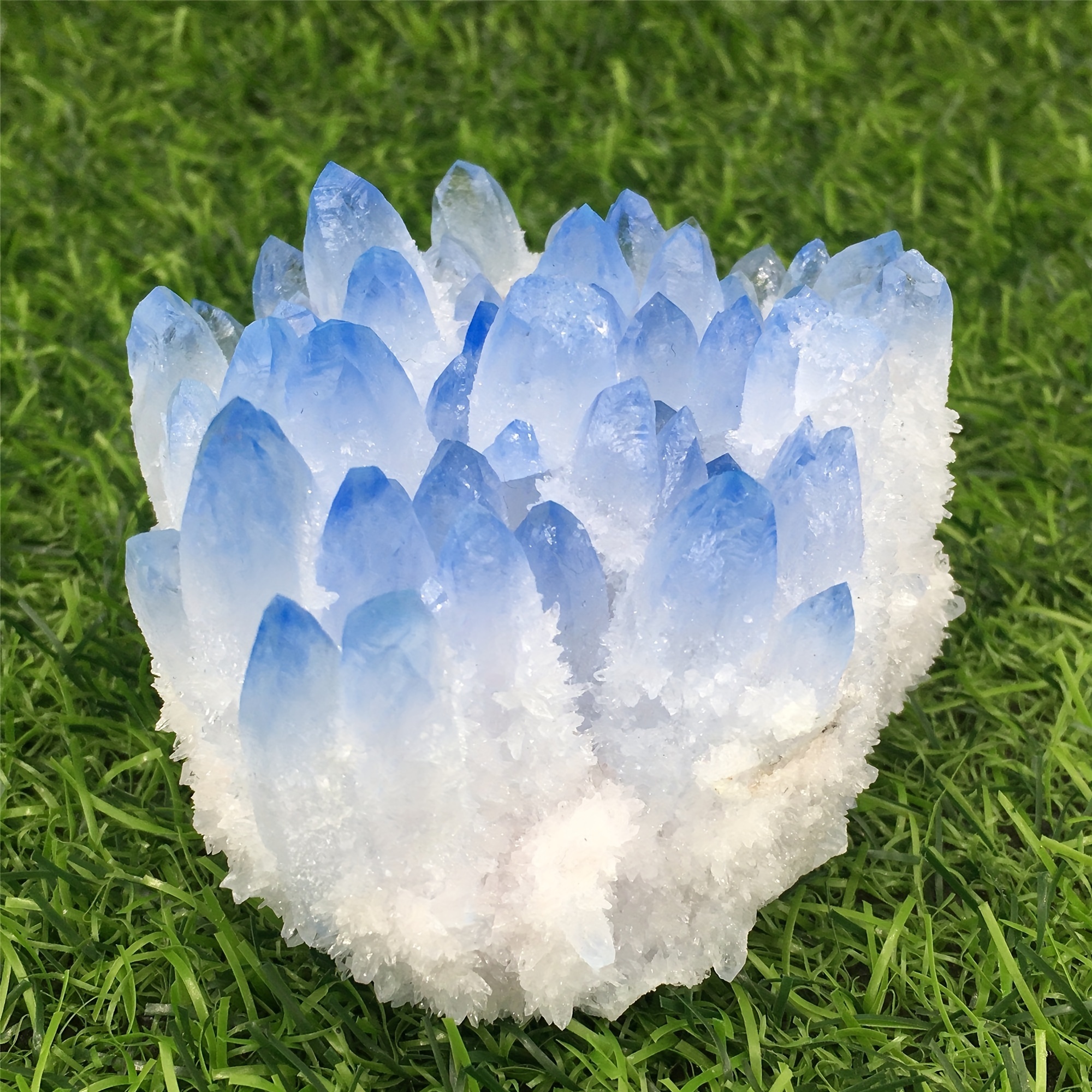 1PC Blue Phantom Quartz Crystal Cluster - Healing Spiritual Energy