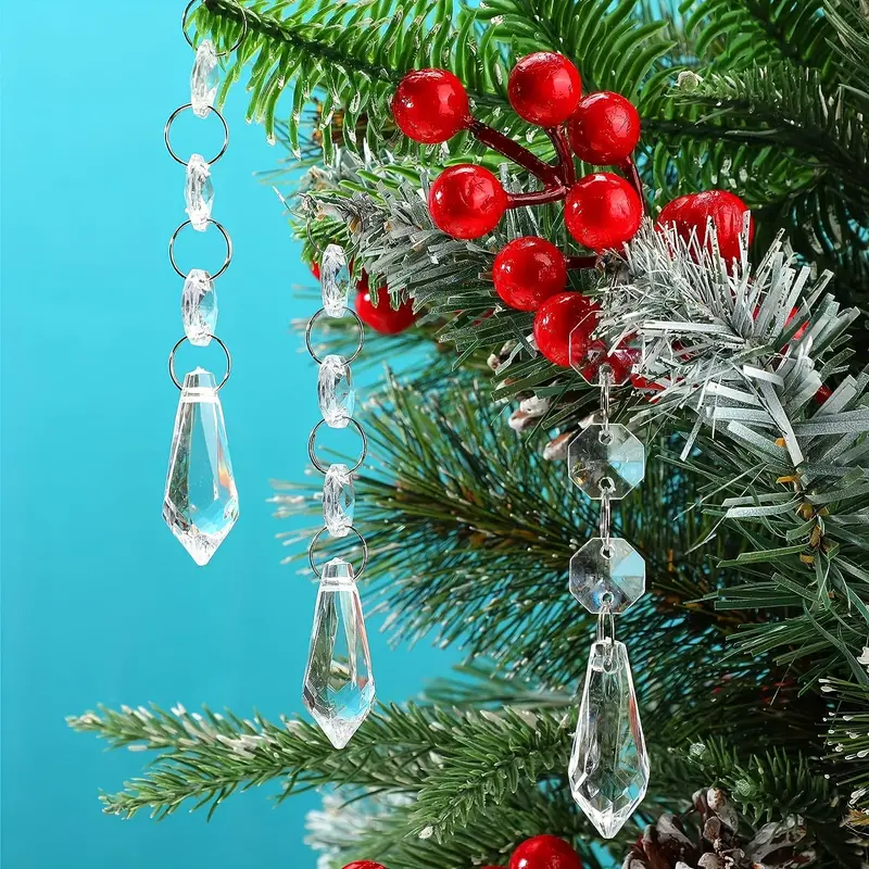 90pcs Hanging Plastic Crystal Beads Wedding Crystal Ornaments Chandelier  Garland Clear Acrylic Crystal Garland For Wedding Decoration (icicle Style)