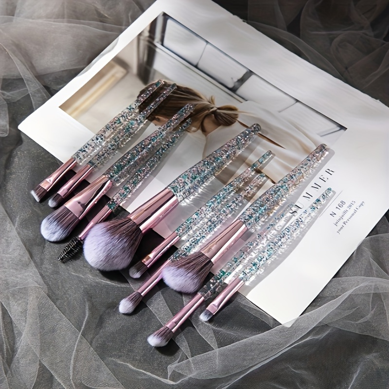 2024 Glitter Makeup Brushes Sets -11pcs Cosmetic Brushes Set Bling Crystal  Silver Makeup Brushes Set