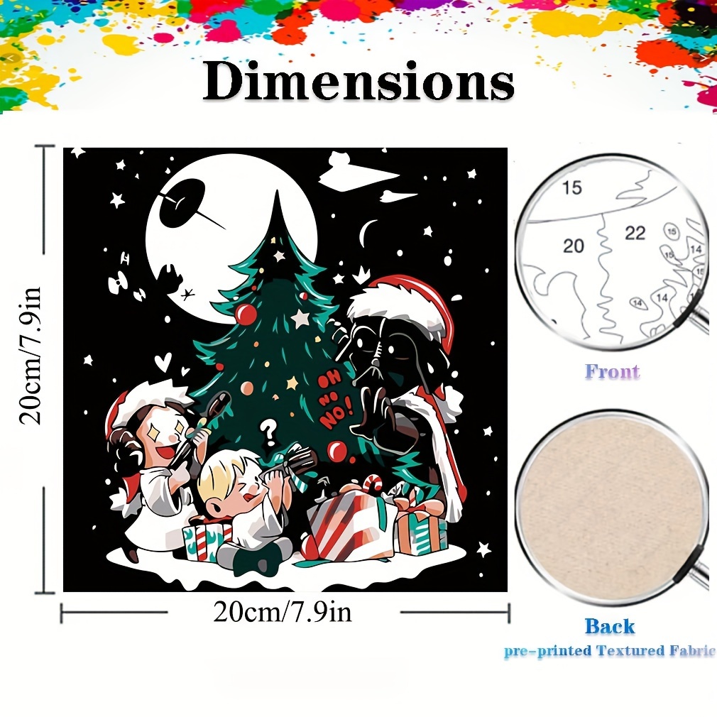 4 Pack Christmas Cartoon Paint by Numbers for Kids Ages 8-12,Easy Acrylic Moon Paint by Number for Kids on Canvas,Christmas Tree Oil Painting Paint