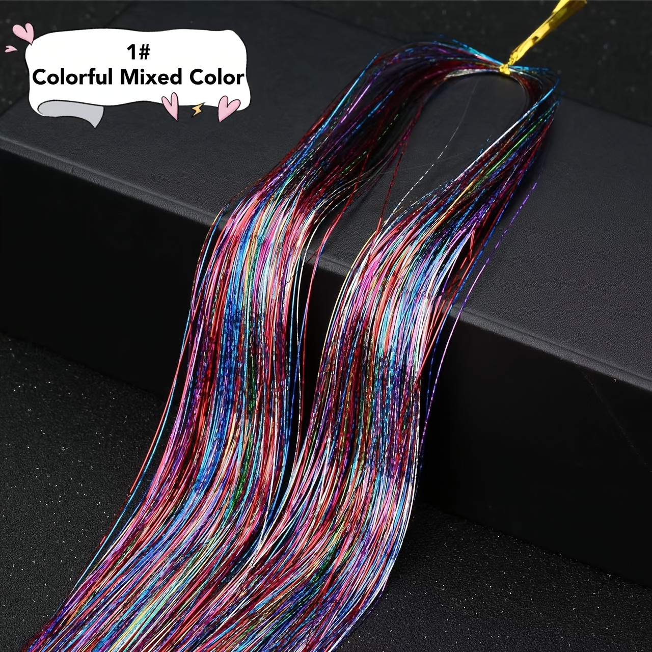 TEMU Tinsel Para El Cabello Brillante Resistente Al Calor, Colores Multicolor 48 Pulgadas Accesorios De Cabello De Hada Con Perfectos Para Navidad