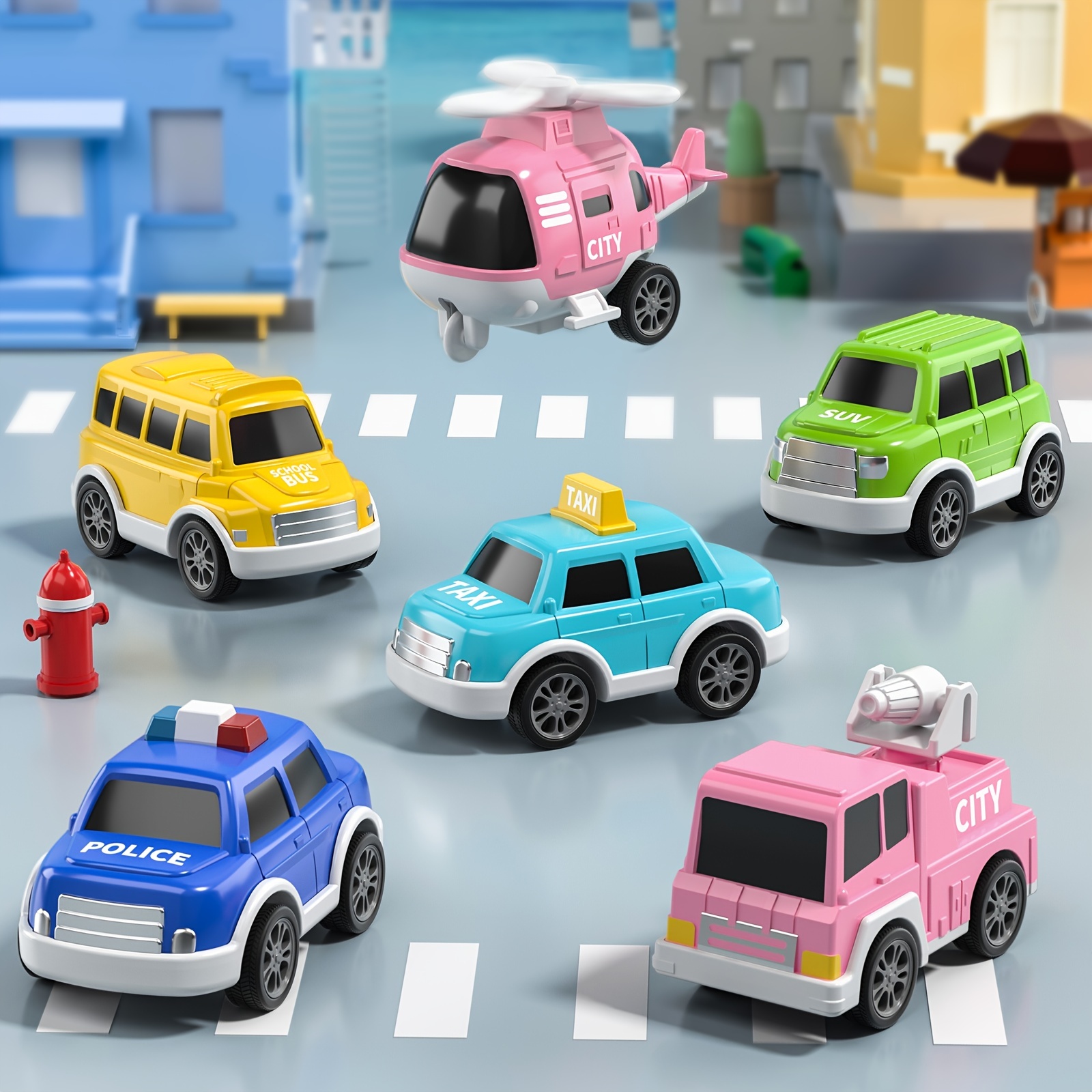 TEMI Camión de construcción de juguetes para niños pequeños de 3 a 5 – 7 en  1 vehículo eléctrico de fricción de juguete de 3, 4, 5, 6 años, camiones