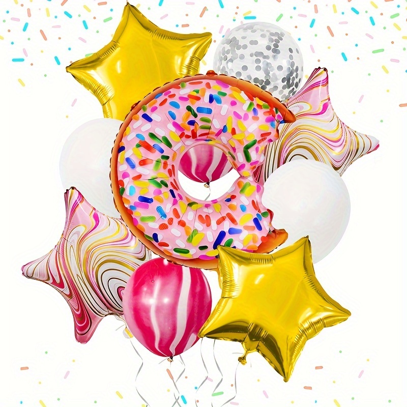 5pcs, Donut Candy Balloon Decorazioni Per Feste Di Compleanno Dount Stripes  32 Pollici Numero 1 2 3 4 5 6 7 8 9 Palloncino In Alluminio Forniture Per  Compleanno Baby Shower Ricordi