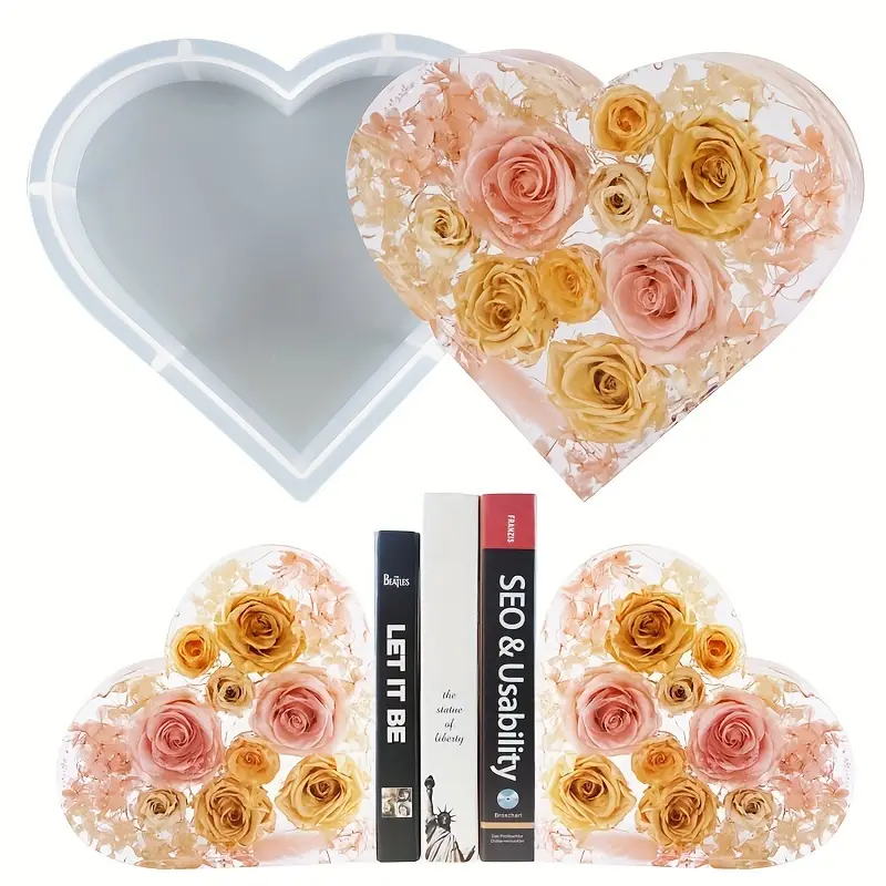 Large Bookends Resin Molds Heart Shape Crystal Epoxy Resin - Temu