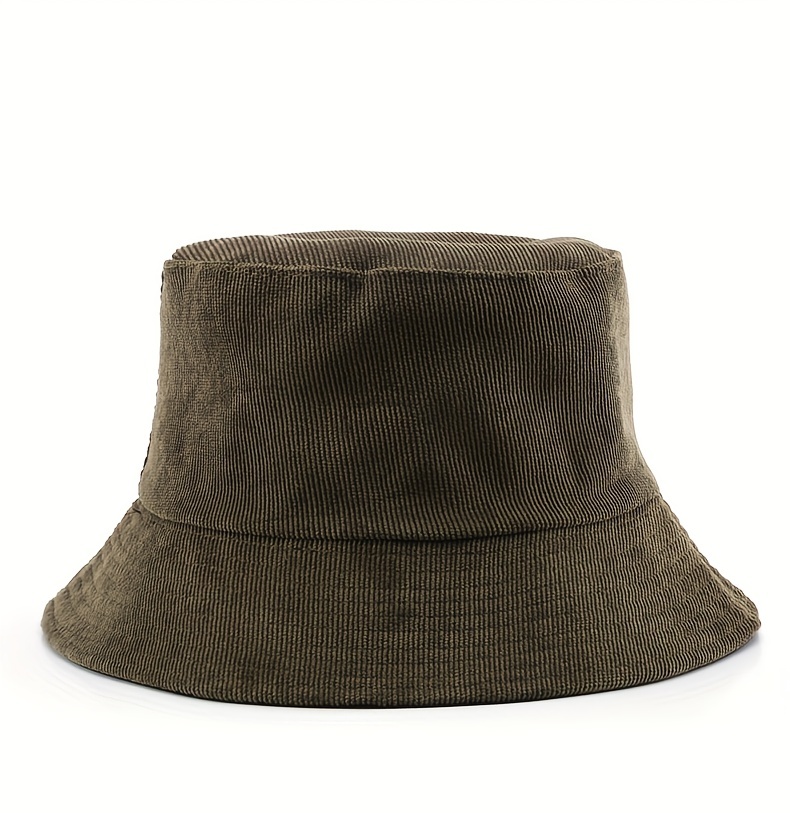 1pc Corduroy Warm Double Sided Fisherman Hat Solid Color Mens And