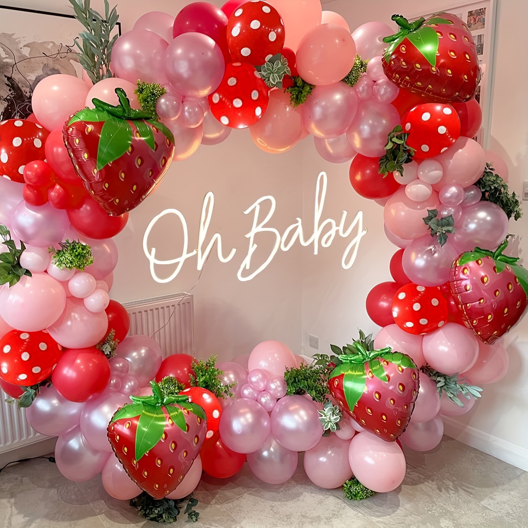 

128pcs, Strawberry Party Decoration Balloon Garland Arch Kit, Strawberry Foil Balloons, Sweet Girl Berry First Themed Birthday Party Supplies, Party Decor Balloons, Indoor Outdoor Decor Supplies