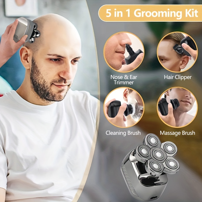 Maquina De Afeitar Rasuradora Electrica USB Recargable Para Hombre Cabeza  Calva