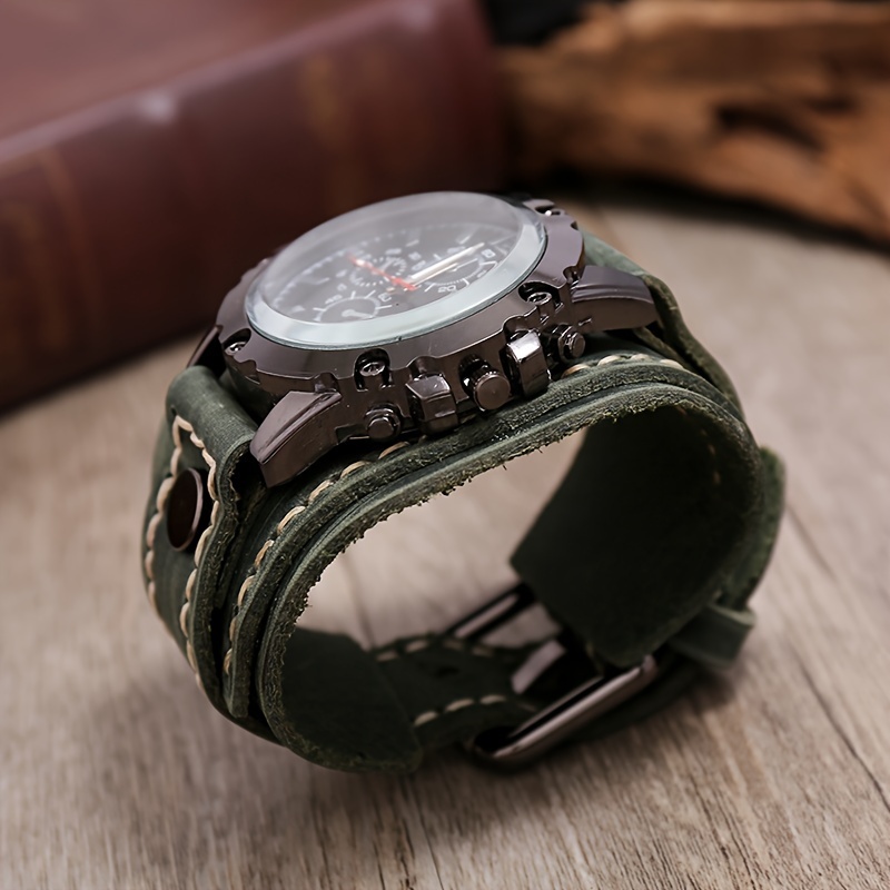 fashion punk vintage mens quartz watch retro strap casual watches details 10