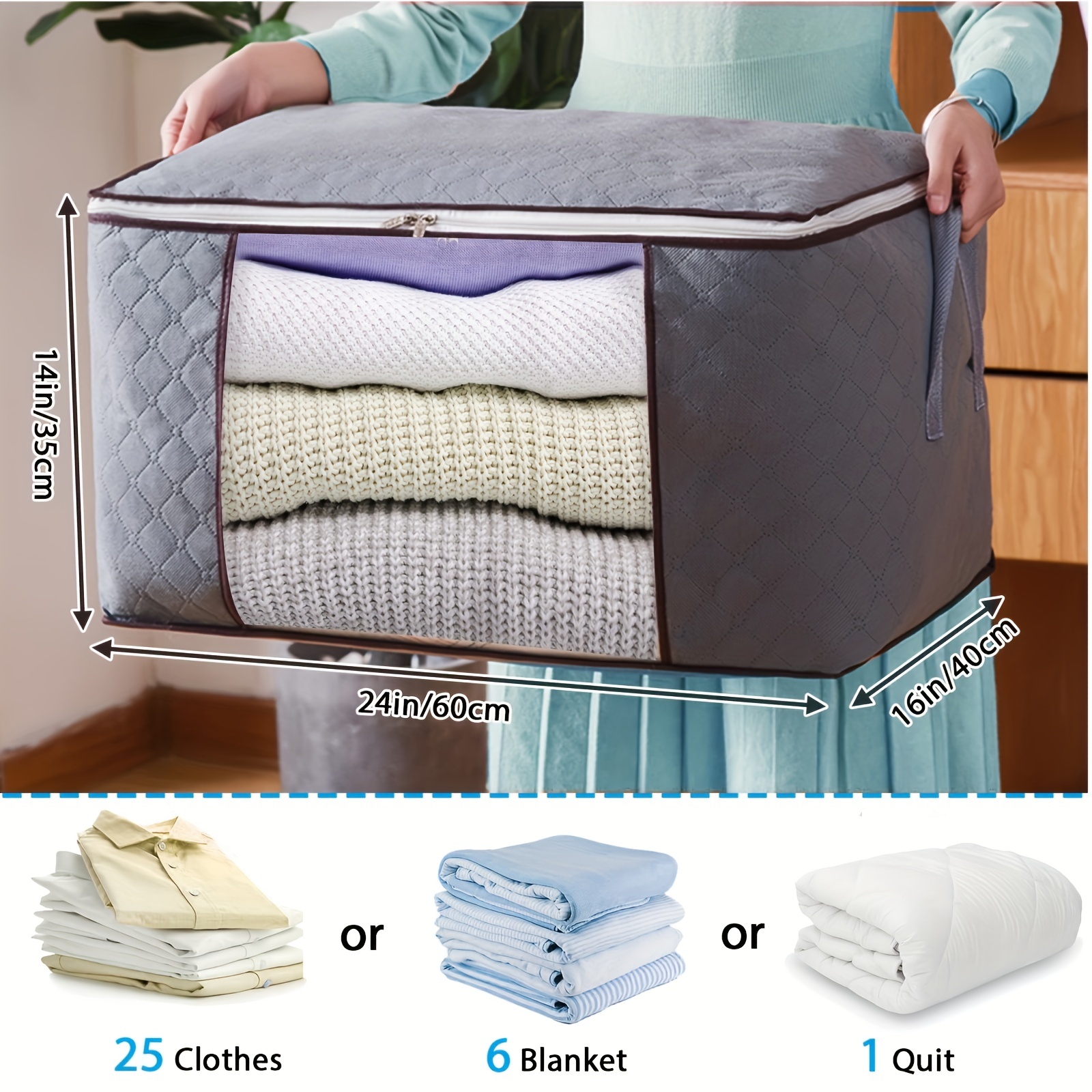 Clothes Storage Blanket Storage 90L, 6/8Pcs Storage Bags for