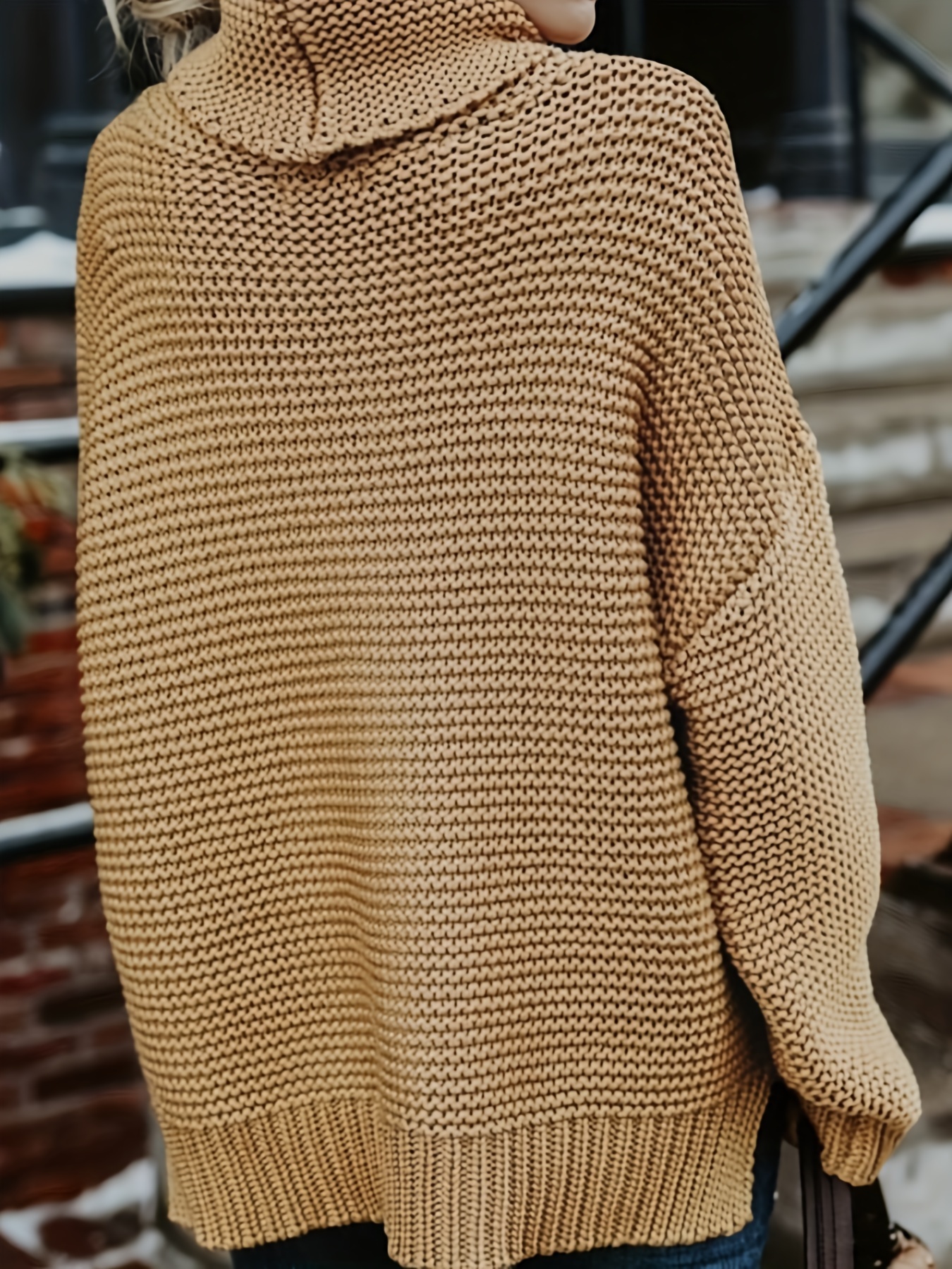 El invierno de la mujer cuello alto Kinitted Oversided suéteres
