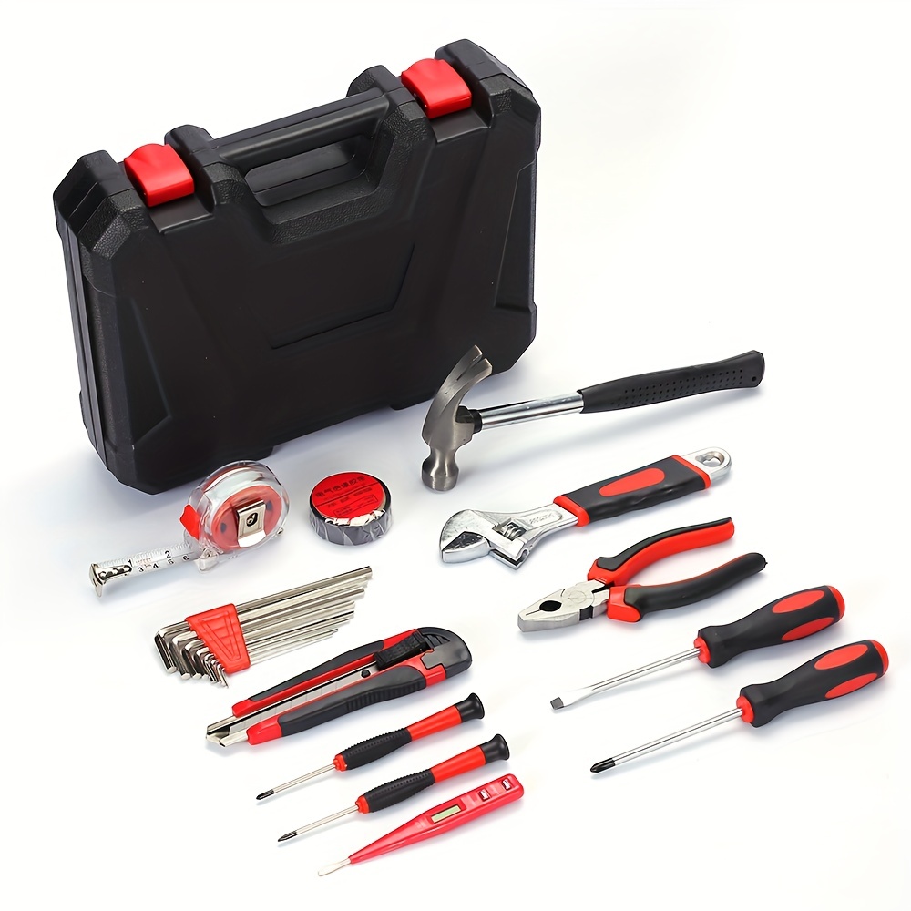 Tool Set Household Hand Tool Kit With Plastic Toolbox Storage Case