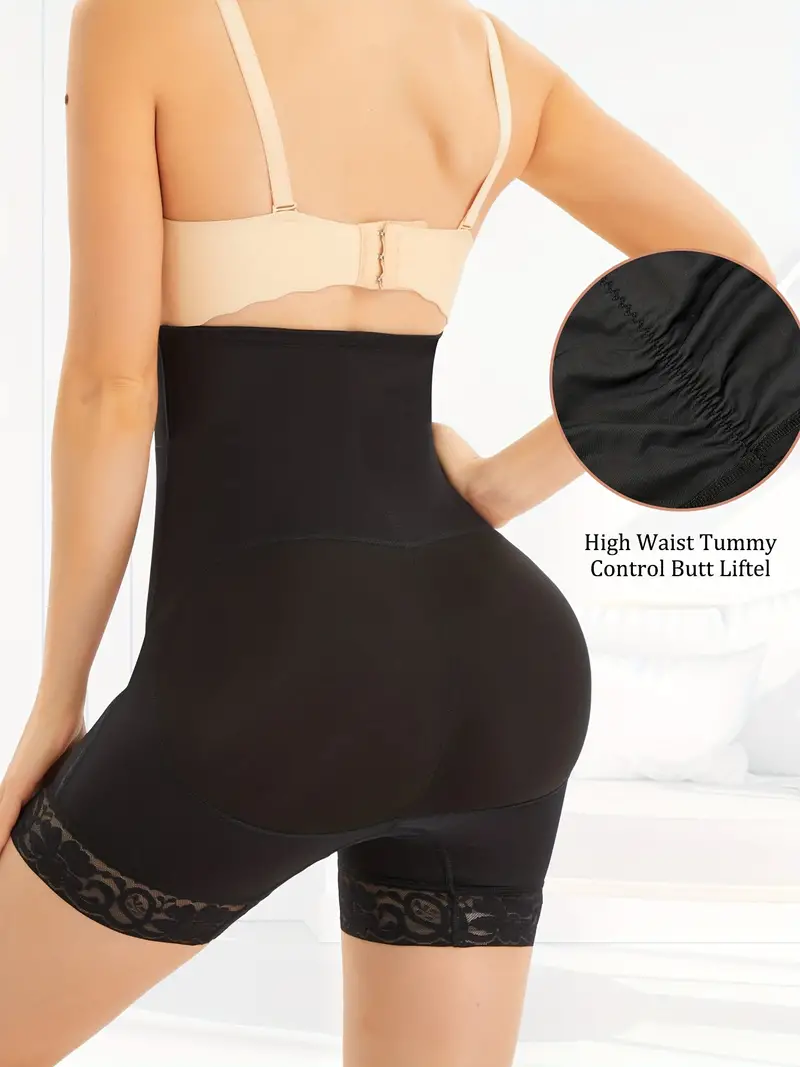 Lace Trim Shaping Shorts Tummy Control Compression Shorts - Temu
