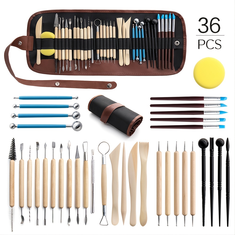  Blisstime Juego de 30 herramientas de escultura de arcilla con  mango de madera, kit de herramientas de tallado de cerámica : Arte y  Manualidades