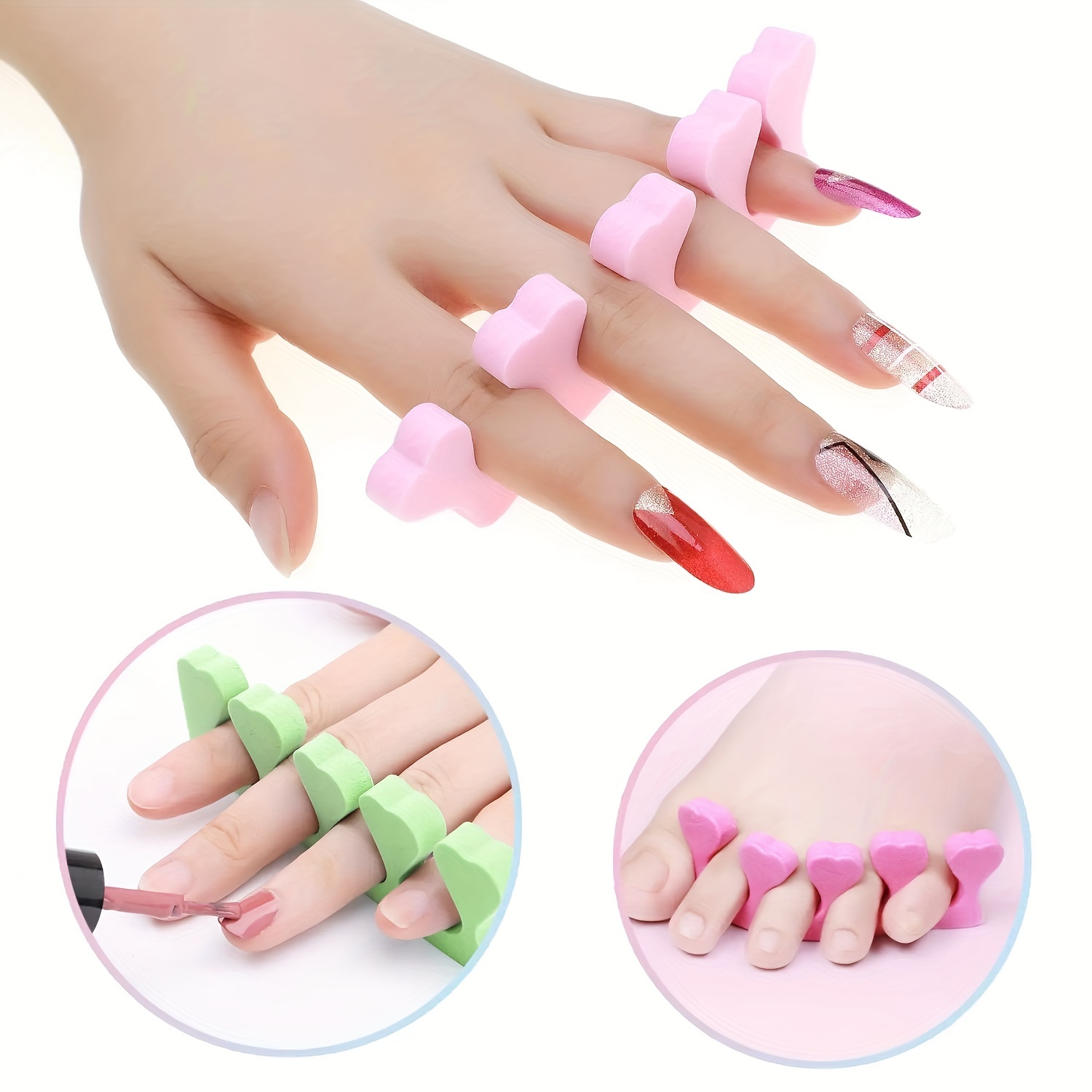 

30pcs Foam Dispensers - Disposable Toe Separators For Pedicure And Art