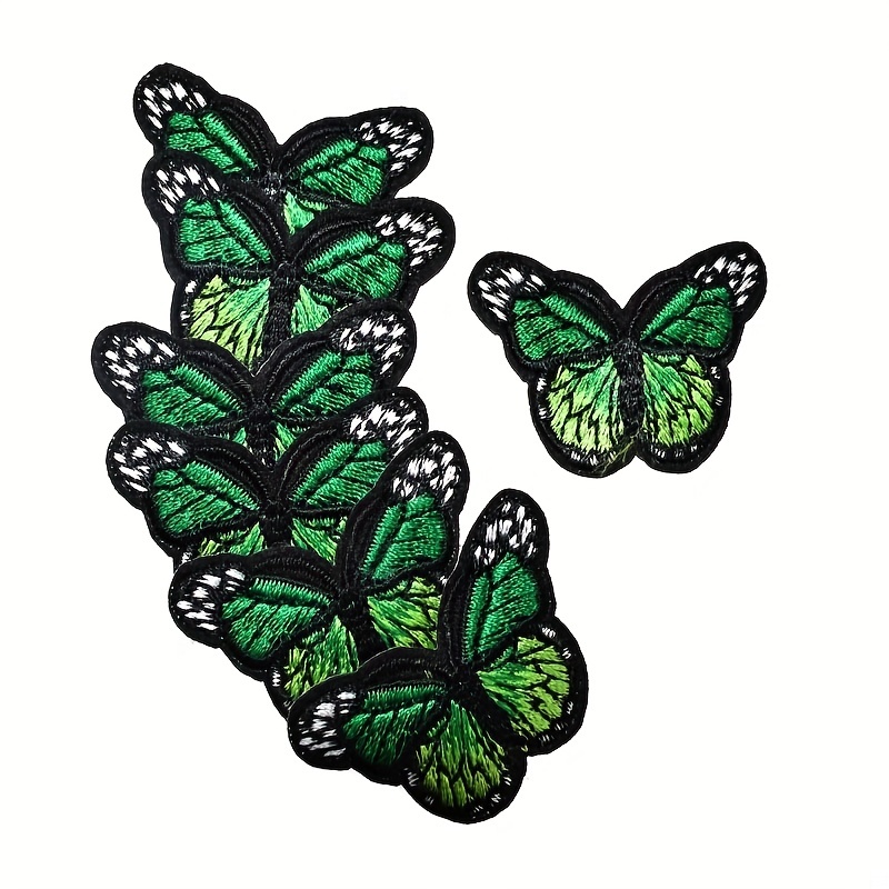 Butterfly Iron On Patches Embroidery Applique Clothes Sewing Supplies  Decorative Badges Stickers Pink Green Yellow White Black