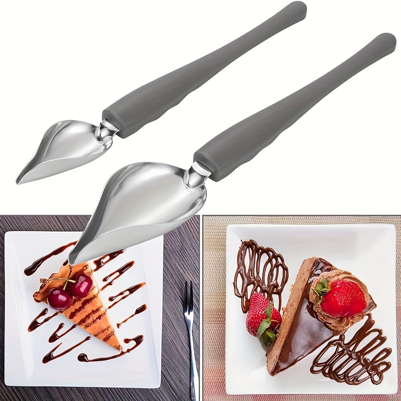 

2pcs, Stainless Steel Drizzle Spoon - Multifunctional Drawing Spoon For Cake, Coffee, And Baking - Reusable Pencil Spoon For Kitchen Gadgets And Supplies