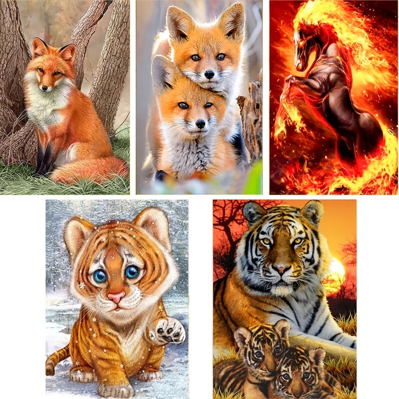 5d Diy Artificial Diamond Painting For Cute Fox Suitable For - Temu