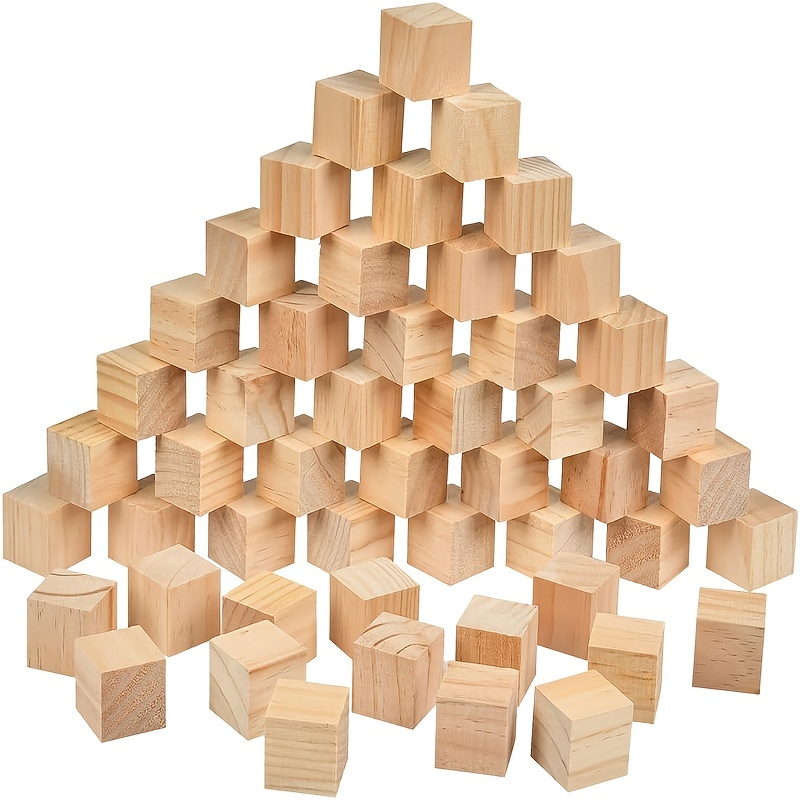 Wooden Cubes natural Wooden Blocks Craft Cubes Diy Puzzle - Temu