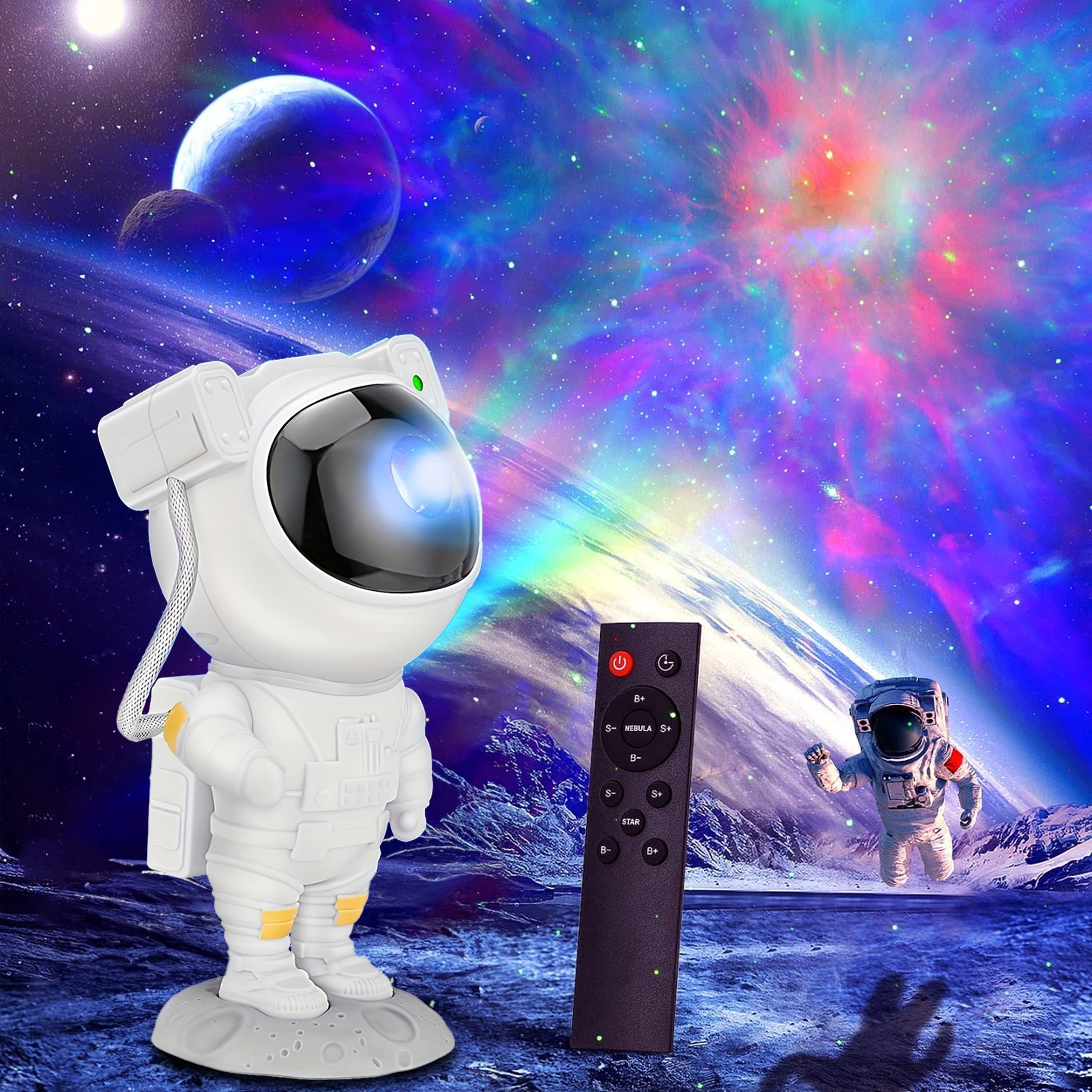 Galaxy Universe Projecteur Atmosphère Lumière de nuit Astronaute Nebula  Projection Lampe avec minuterie cadeau d'anniversaire