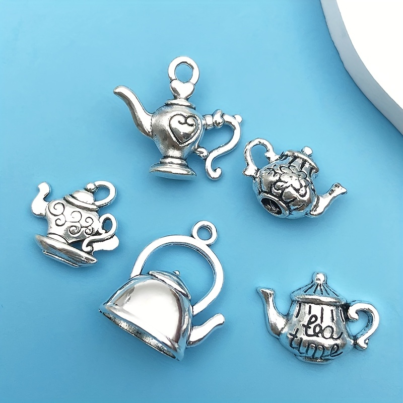 Charms & Charm Holders: Sterling Silver Ornate Teapot Charm Holder