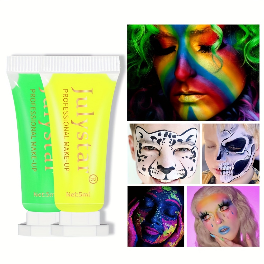 Black Glow Human Face Paint, Hose Body Paint Adult Fluorescent