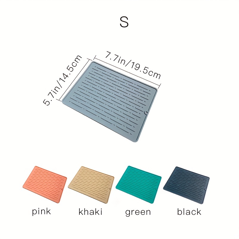 1pc Green & Pink Kitchen Bar Drying Mat With Silicone