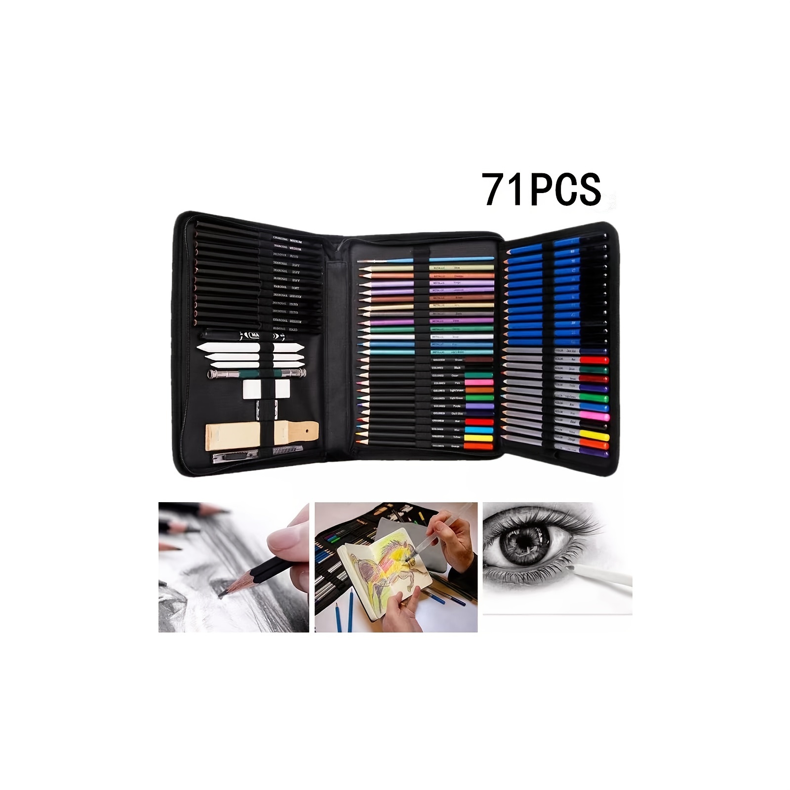 71 Piece Art Supplies Set, Drawing Sketching Kit with Sketch Book